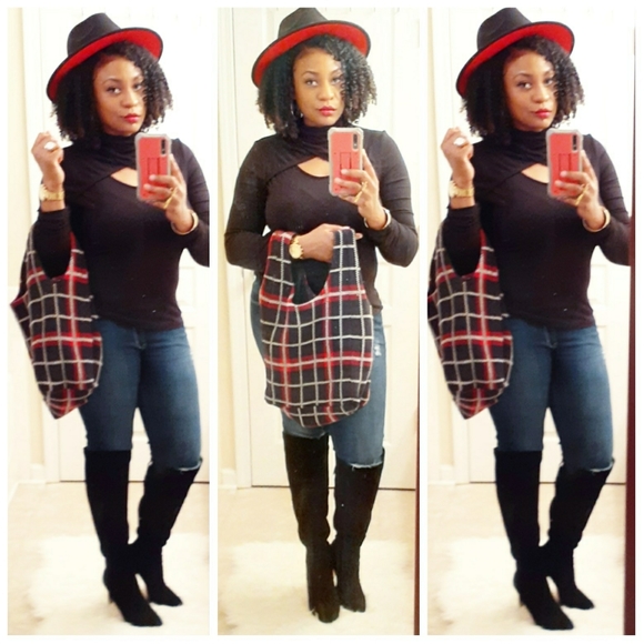 hansel from basel Handbags - 💎NEW hansel from basel Plaid Cotton Shopper Bag